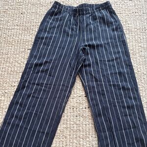 Stripe blue linen blend pants